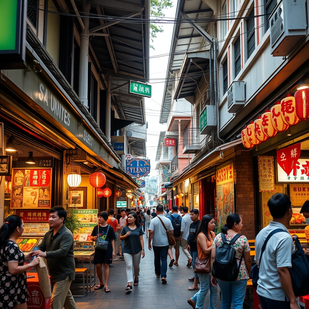 Vibrant street view of a border-city neighborhood